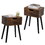 Set of 2 Mid Century Wood Side Table, End Table with 1 Storage Drawer, Nightstand for Bedroom Living Room, Rustic Brown and Black W2181P144024