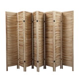 Sycamore wood 8 Panel Screen Folding Louvered Room Divider - light burn W2181P145304
