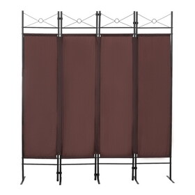 4-Panel Metal Folding Room Divider, 5.94ft Freestanding Room Screen Partition Privacy Display for Bedroom, Living Room, Office,Brown W2181P145308