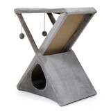Folding Cat Tower Tree, 2-Tier Pet House with Scratching Pad, Cat Nest Hammock for Small to Middle Kitten - Gray W2181P145863