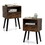 Set of 2 Mid Century Nightstand, Side Table with Drawer and Shelf, End Table for Living Room Bedroom, Rustic Brown W2181P146732