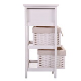 One Drawer Nightstand with Two Removable Baskets, Storage Bedside Table, Modern End Table with Tall Legs, Indoors, White W2181P146748
