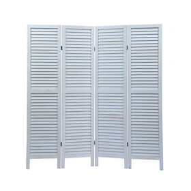 Sycamore wood 4 Panel Screen Folding Louvered Room Divider - Old white W2181P146770