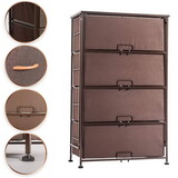 Fabric 4 Drawers Storage Organizer Unit Easy assembly; Vertical Dresser Storage Tower for Closet; Bedroom; Entryway; Brown W2181P147468