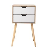 Set of 2 Wooden Modern Nightstand with 2 Drawers and 4 Solid Splayed Legs, Living Room Bedroom Furniture- White W2181P147490