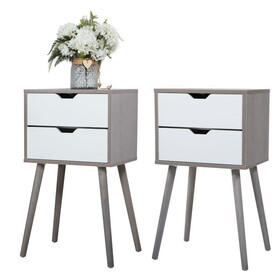 Set of 2 Bedside Table with Two Drawer Storage Design for Living Room Sofa - Gray W2181P147515