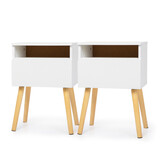 2-piece modern bedside table, bedroom coffee table with drawers, shelves, living room bedside furniture, white W2181P149701