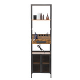 Salon Storage Cabinet with Open Shelves and Hair Dryer Holders, Vintage Brown W2181P149722