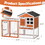 2-Story Wooden Rabbit Hutch Bunny Cage, Chicken Coop, Pet House for Small Animals, Orange + White W2181P151907