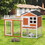 2-Story Wooden Rabbit Hutch Bunny Cage, Chicken Coop, Pet House for Small Animals, Orange + White W2181P151907