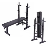 Adjustable Folding Multifunctional Workout Station Adjustable Workout Bench with Squat Rack - balck W2181P151926