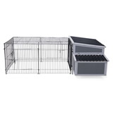 Outdoor Wood Chicken Coop with Wire Mesh Run, Nesting Boxes, Large Poultry House for 3-4 Chickens, Gray and Black W2181P152971