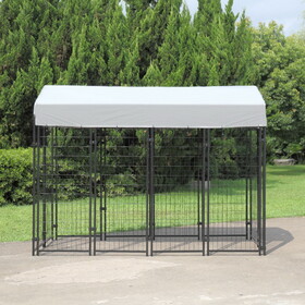 Dog Kennel with Roof Cover Heavy Duty Dog Crate for Medium and Large-sized Dogs, Black (Sandblasted) W2181P153134