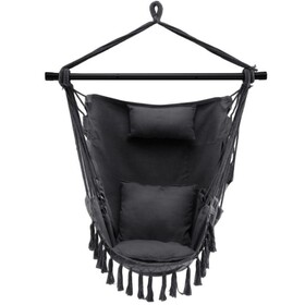 Hanging Rope Swing Chair with Soft Pillow and Cushions-black W2181P154053