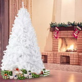 7ft High Christmas Tree 1000 Tips Decorate Pine Tree with Metal Legs White with Decorations W2181P154086