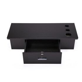 Classic Wall-Mounted Styling Station with Drawer and Tool Holes, Vanity Table, Dressing Table, Equipment for Barber Beauty Spa Salon Shops, Black W2181P154265