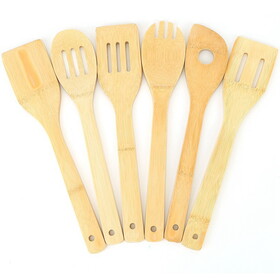 6pcs Cooking Utensil Bamboo Wooden Spoons Spatula Kitchen Cooking Tools W2181P154383