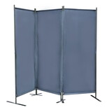 6 ft Modern Room Divider, 3-Panel Folding Privacy Screen w/ Metal Standing, Portable Wall Partition, Gray W2181P154698