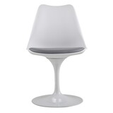 Swivel Tulip Side Chair for Kitchen and Dining Room Bar with Cushioned Seat and Curved Backrest, White and Gray P-W2181P154908