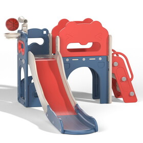 8-in-1 Kids Slide and Climber Set,Toddler Slide Playset with Basketball Game Telescope,Children Indoor Outdoor Playground (Red+Blue+White) P-W2181P154933
