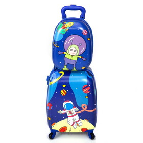 2 PCS Kids Luggage Set, 12" Backpack and 16" Spinner Case with 4 Universal Wheels, Travel Suitcase for Boys Girls, astronaut Pattern P-W2181P146727