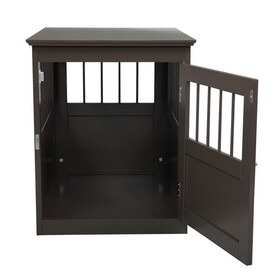 Wood Dog Crate Furniture, End Table Designed Dog Kennel with Side Slats, Brown W2181P155152
