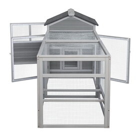 Wooden Chicken Coop Hen House with Doors for Ventilation, Runs and Nesting Box, Gray W2181P155331