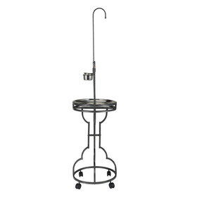Bird Stand Rack with Solid Wood Perch, Feeding bowls, Waste Tray, Toy Hook and Casters, Black W2181P155342