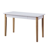 Simple Solid Wood Straight Leg Desk with Drawer for Office Home - White W2181P156757