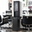 Classic Barber Station, Salon Station with Locking Drawer, Glass Door, Storage Cabinets, Dryer Holders, Wood Hair Styling Equipment, Black W2181P156759