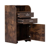 Salon Station, Hair Styling Station with Drawers, Cabinet and Hair Dryer Holders, Rustic Brown W2181P156761
