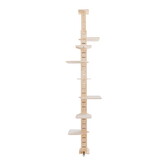 9' Adjustable Height Floor-to-Ceiling Cat Tree, Multi-Level Cat Vertical Cat Condo, Cat Climbing Frame Activity Center with Perching Shelves for Indoor Cats, Natural W2181P156876
