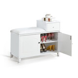 Wooden shoe storage stool with drawers - white W2181P160397