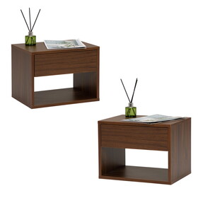 Wall mounted bedside table set of two - Walnut color W2181P160506