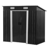 6' x 4'ft Outdoor Storage Shed with Sliding Doors and Good Ventilation, Furniture, Tool and Toy Storage Shed, Dark Gray W2181P160697