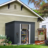 4.2 x 9.1 ft Outdoor Storage Shed, Metal Tool Shed with Lockable Doors Vents, Utility Garden Shed for Patio Lawn Backyard, Dark Gray W2181P156874