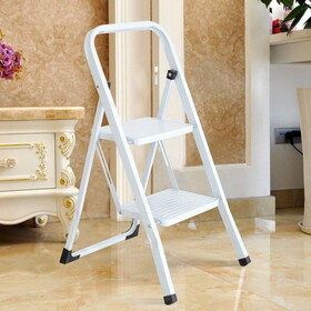 Steel Folding Portable 2 Steps Ladder Step Stool with 330lbs Capacity White W2181P162550