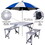 Picnic Table Folding Camping Table Chair Set with 4 Seats Chairs and Umbrella Hole W2181P162553