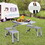 Picnic Table Folding Camping Table Chair Set with 4 Seats Chairs and Umbrella Hole W2181P162553