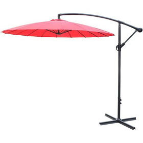 9 ft Offset Hanging Market Patio Umbrella w/Easy Tilt Adjustment for Backyard, Poolside, Lawn and Garden, Red W2181P162556