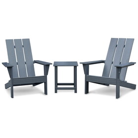 3pcs Outdoor Adirondack Chairs,Patio Lawn Chairs with Side Table,for Deck Garden Backyard Balcony,Dark Grey W2181P162732