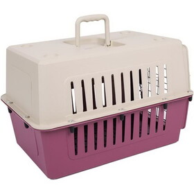 Plastic Cat & Dog Carrier Cage with Chrome Door Portable Pet Box Airline Approved, Medium, red W2181P163992