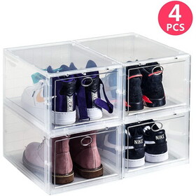 Set of 4 Stackable Clear Plastic Shoe Storage Box W2181P164299