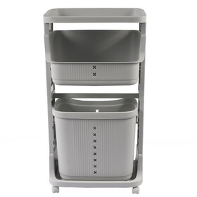 Laundry Basket Plastic Hamper 2-Tier Storage Sorter Hampers with Wheels for Kitchen Bedroom Bathroom Free Standing Storage Baskets Gray W2181P164308