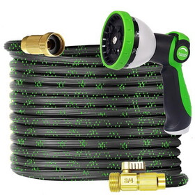 Garden Hose Water Hose 50ft Flexible Lightweight Garden Hose with 10 Function Hose Nozzle Sprayer, RV, Marine and Camper Hose, 3/4" Solid Fittings W2181P171184