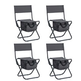 4-piece Folding Outdoor Chair with Storage Bag, Portable Chair for indoor, Outdoor Camping, Picnics and Fishing,Grey W2181P177187