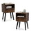 Set of 2 Mid Century Nightstand, Side Table with Drawer and Shelf, End Table for Living Room Bedroom, Rustic Brown W2181P189278