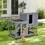 Detachable Rabbit Hutch with Removable Tray and Rolling Casters, Gray+White W2181P190614