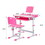 Height Adjusting Kid's Desk and Chair Set Study Station with Tiltable Table-top, Corner Guard, Book Rack, Lamp Slot and Drawer W2181P191359