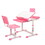 Height Adjusting Kid's Desk and Chair Set Study Station with Tiltable Table-top, Corner Guard, Book Rack, Lamp Slot and Drawer W2181P191359